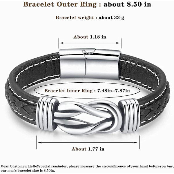 Mor og Søn Forbundet For Evigt Flettet Læderarmbånd, Herre Rustfrit Flettet Læderarmbånd Inspirerende Armring, Søn Dimittend