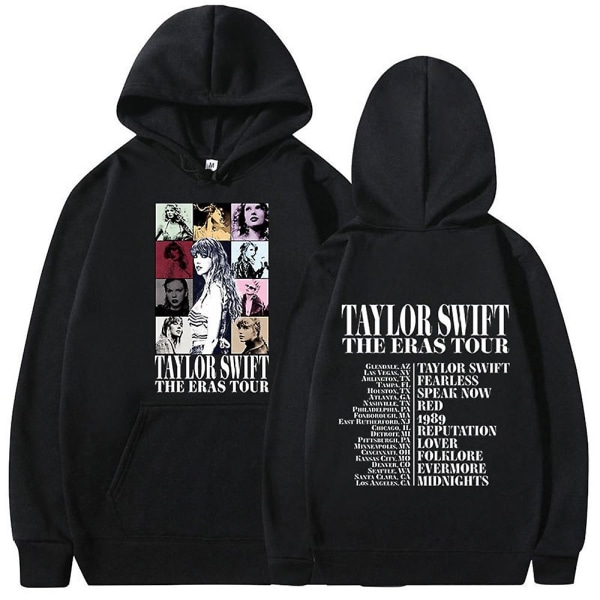 Taylor Swift Paras kiertue-fanien huppari pitkähihainen printed huppari villapaita neulepuserot aikuisille kokoelma lahja Black 2XL