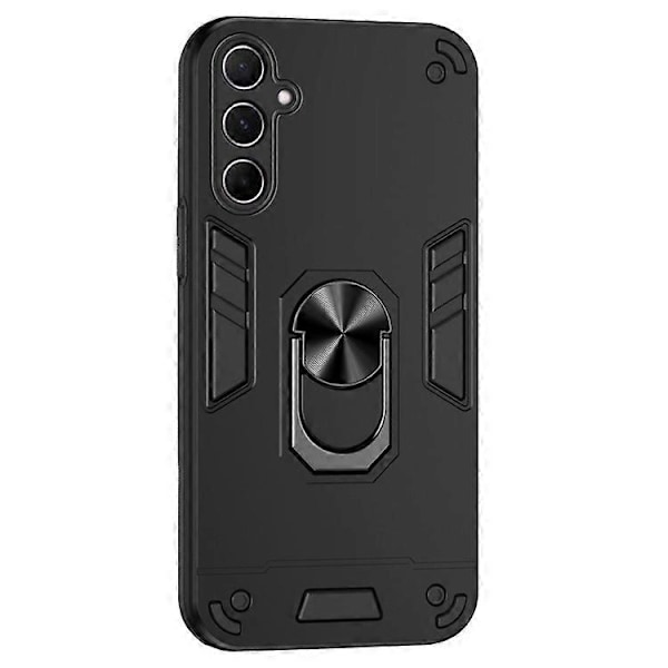 Kompatibelt Skal för Samsung Galaxy A56 5G PC+TPU Fallskydd Mobilskal med Ringstativ Black