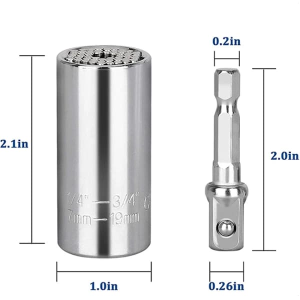 2-delt universalt topnøglesæt, 7-19 mm multifunktionel reparationsnøgle.