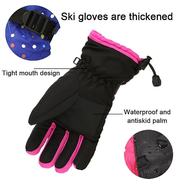 Nya skidhandskar för damer plus fleece tjocka vintervarma handskar utomhussporter Blue