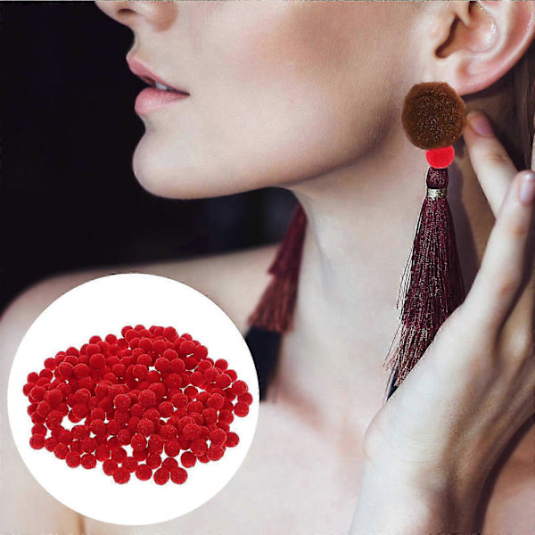 600 st Multifunktionella Pomponbollar DIY Hantverk Pom Poms DIY Konst Röda Pomponbollar