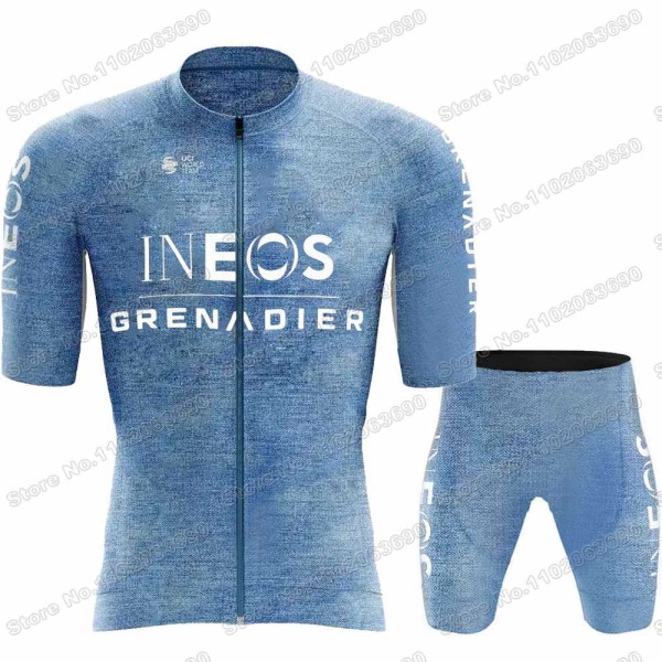 2023 Ineos Grenadier Pyöräilyneulesetti Set Denim Pyöräilyvaatteet Miesten Maantiepyörä Paidat Puku Pyörä Bib Shortsit MTB Maillot 2 S