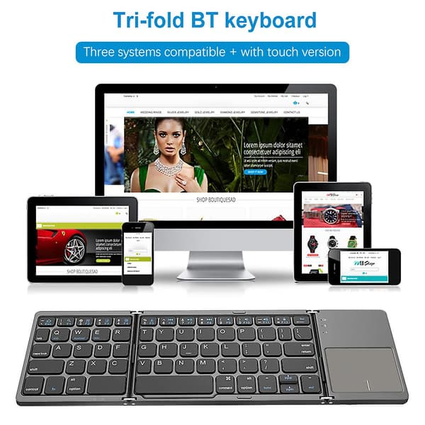 B033/B033 Plus/B089T Bærbar Mini Trådløst Foldbart Tastatur Med Touchpad Bluetooth Tastatur til IOS Android Windows Tablet Telefon