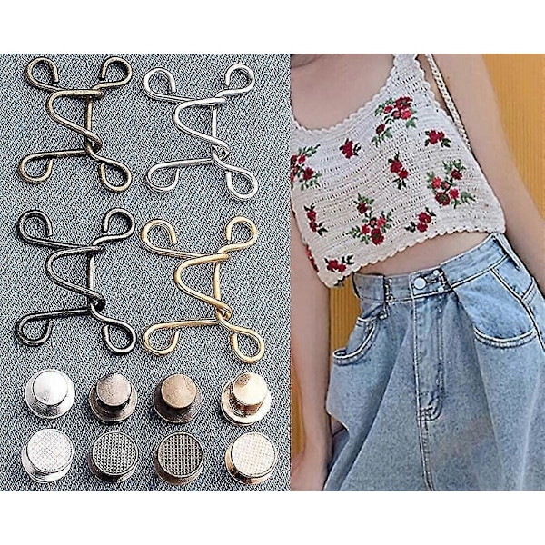 20-pack Justerbart Midjebandsspänne Set Jeansförlängare Midjebandsspänne Knapp för Byxor Justerbar Jeansknapp Perfekt Passform Direktknapp