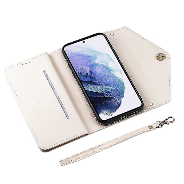 N.BEKUS Til Samsung Galaxy S25 Edge Etuier Hud-Berørings Læder Wallet Telefon Cover med Stropper - Hvid SZRH A-V