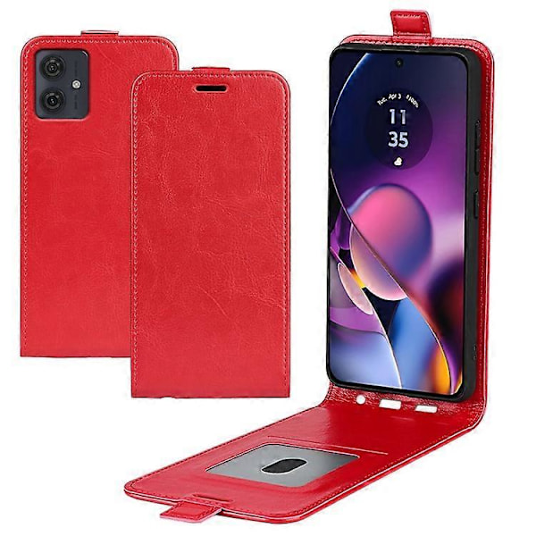 Telefondeksel Kompatibelt For Motorola Moto G54 5G Vertikal Flip Telefon Shell Crazy Horse Tekstur Cover Red