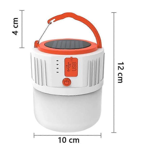 LED Camping Lantern Oppladbar, Solar Camping Lights-hvit
