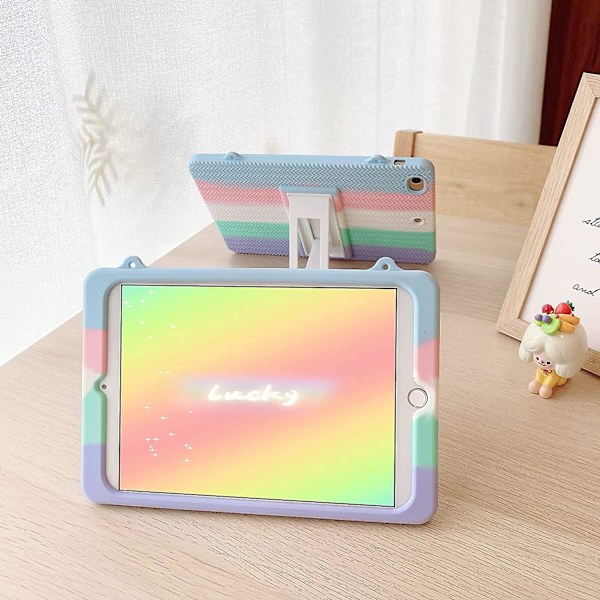 Etui til Ipad Mini 4, Ipad Mini 5 Etui - Mote Godteri Farge Vevd Mønster Ipad 7.9 Etui for Barn Full Kroppsbeskyttelse Støtsikkert Etui med Støtte