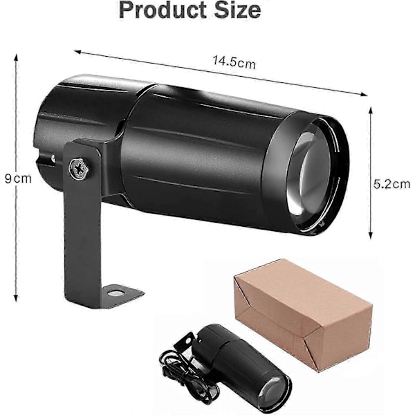 Vaihevalaistus, LED-projektiolamppu valkoinen LED 3W Pinspot-projektiolamppu ainutlaatuisella jalustalla DJ-diskoon, tanssisaleihin, KTV:hen