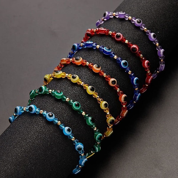 Armbånd, Krystalperlearmbånd, Retro Evil Eye-armbånd, Håndlavet damearmbånd, Flettet reb-pararmbånd, Lykkebringende modesmykker