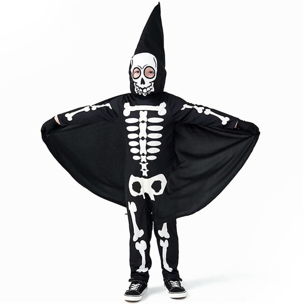 Lasten Halloween Party Skeleton Cosplay -haalari set Black 10-12 Years