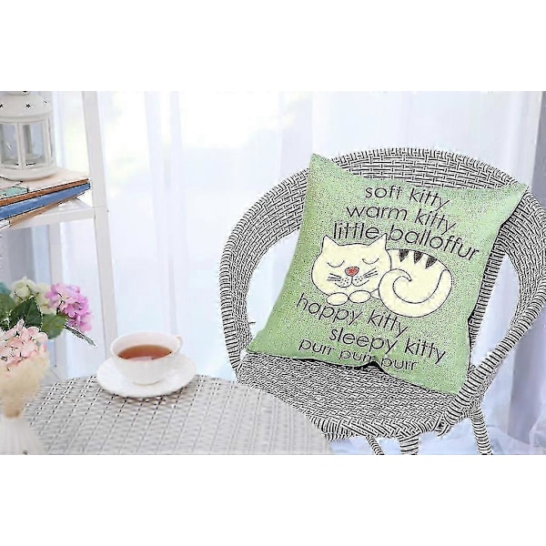 Putetrekk Happy Sleepy Kitty Print Putetrekkputer Sofa Dekorativ Gave 45x45cm