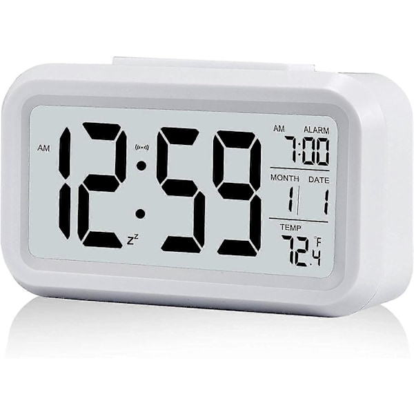 Digital väckarklocka, 12/24h sängklocka med LCD-bakgrundsbelyst display, klocka med datumkalender temperatur