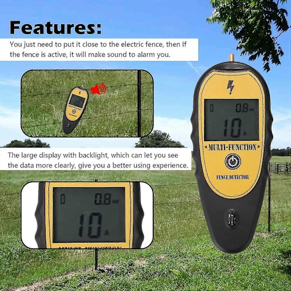 200-15000V Gjerde Digitalt Display Voltmeter Strømmåler Strømretningstester Gård Elektronisk Gjerde