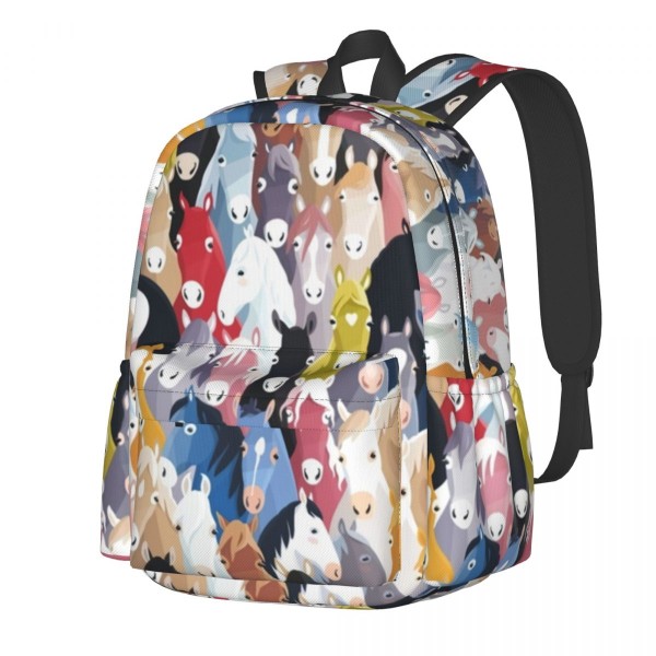 Farverig hestekunst rygsæk mandlige dames hemmelige heste Racing mønster rygsække Elegante skoletasker Trekking Farverig rygsæk style 3