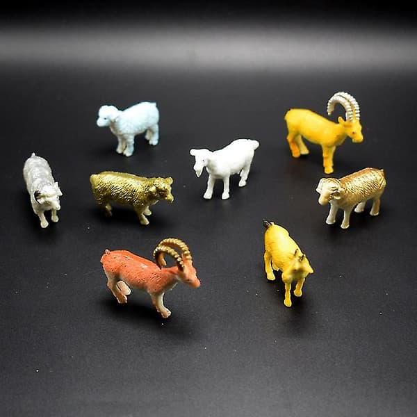 8 st Mini Simulations Get Får Djurmodell Leksaksfigur Heminredning