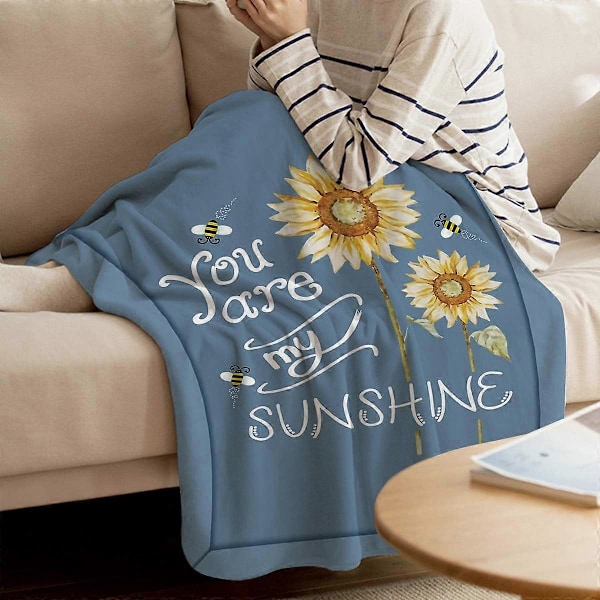 Solrosfilt 100x127 cm Lätt Mysig Sängfilt Mjuk Pläd Du är Min Solsken Presenter till Barn Vuxna, Användning Året Runt