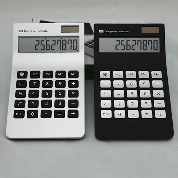 Fong Kalkulator, Slank Elegant Design, Kontor/Hjem Elektronikk, Dobbelt Drevet Skrivebordskalkulator, Solenergi, 10 Siffer