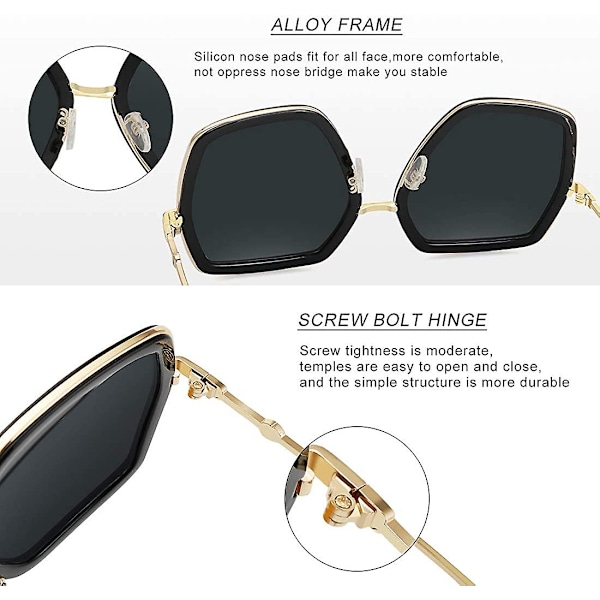 Ubiuo Oversized Store Mode Solbriller til Kvinder Irregulære Mode Shades