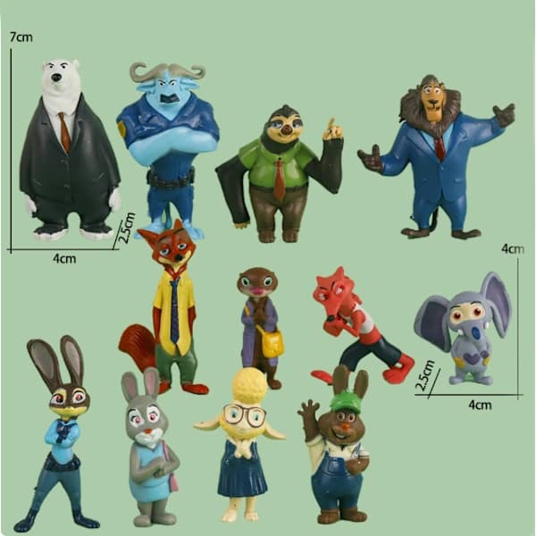 12-dele Disney Pixar Zootopia Dyrefigur Sæt
