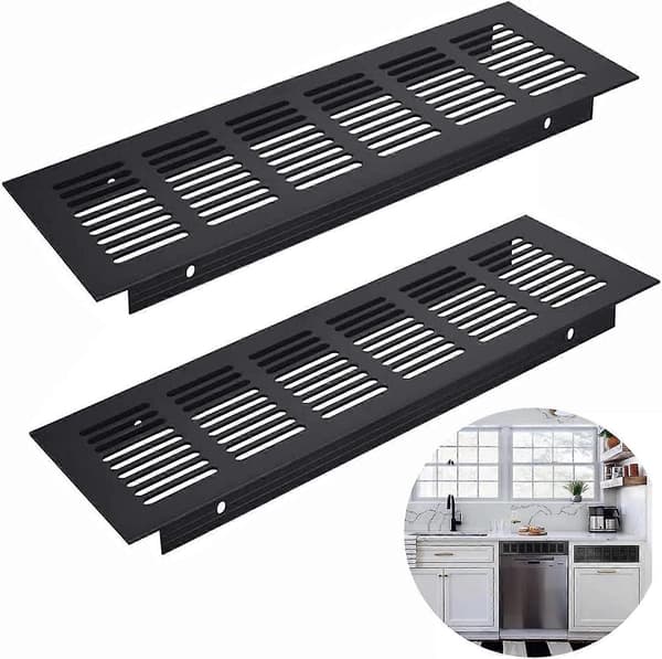 Sort Aluminium Legering Planmonterede Ventilationsriste - 80x250 mm (2-pak)