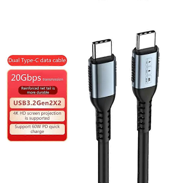 Höghastighetskabel USB3.2 Gen2 USB C PD60W Snabbladdning 5A 4K@60Hz Datakabel