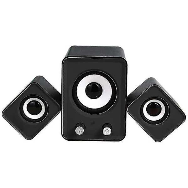 Kompakt 2.1 Subwoofer USB Högtalarset 12W, 3.5mm, USB-driven för PC, Laptop, Tablet och Smartphone - Helt Svart