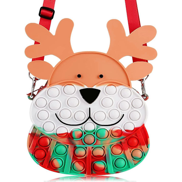 Pop Plånbok Fidget Leksak Axelväska för Flicka, Silikon Pop Crossbody Fidget Väska Julklappsfavoriter, Regnbågsbubbla Ångestlindring Pop Sensorisk Handväska