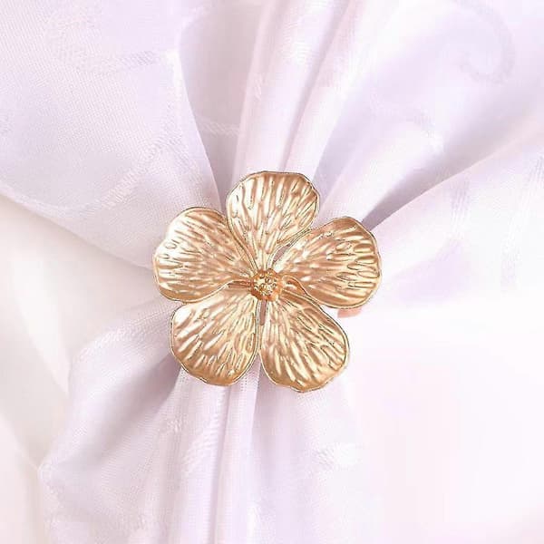 12 stk. blomstrede metalringe servietringholder middag bryllup servietring til festbord guld