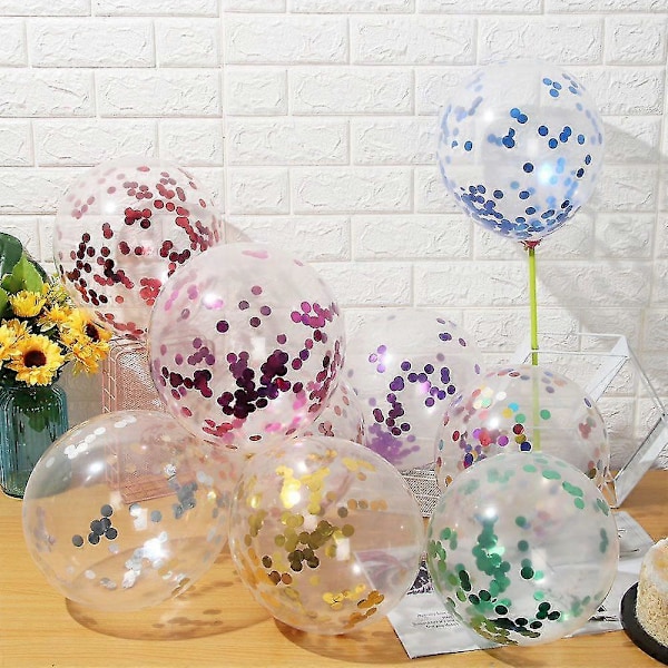 10 st Transparenta Konfettiballonger Heminredning Födelsedagsdekor Ballonger Gåva