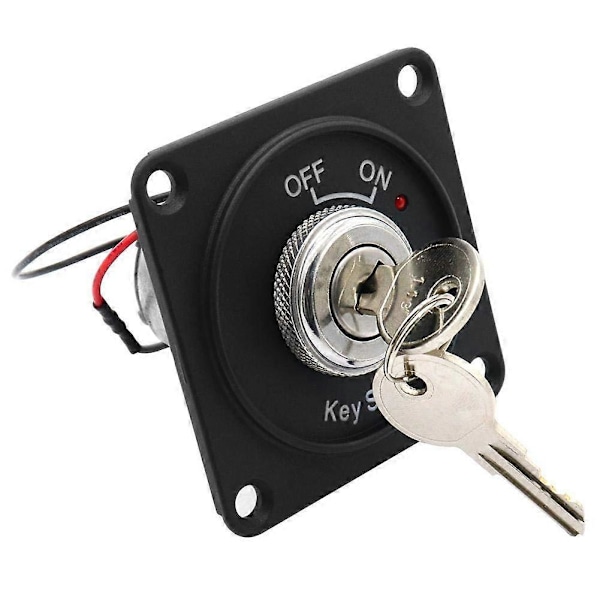 DC 12V 10A 2-positions tændingskontakt On/Off nøglekontakt med panel + 2 nøgler