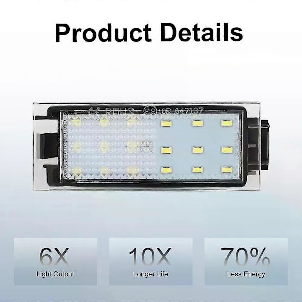 2 st LED-registreringsskyltslampor Canbus Bil LED Nummer Renault Twingo II Clio IV Laguna 2 Megane 3 Twingo Master Vel Satis Billampor