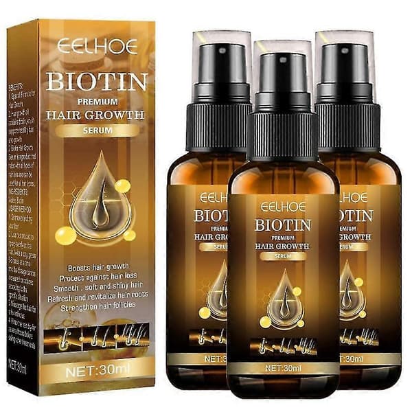 3-pack Biotin Håravväxt Spray Anti Håravfall Snabb Återväxt Hårbotten Behandling Serum