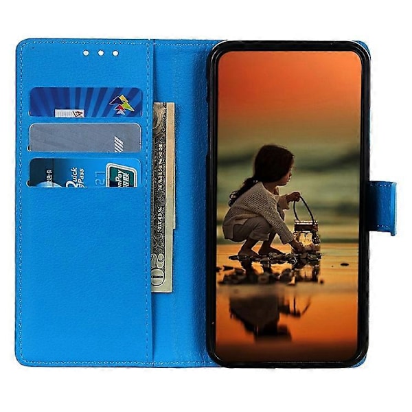 Kompatibelt Plånboksfodral för Samsung Galaxy A26 5G PU Läder Telefonskal Litchi Textur Blue