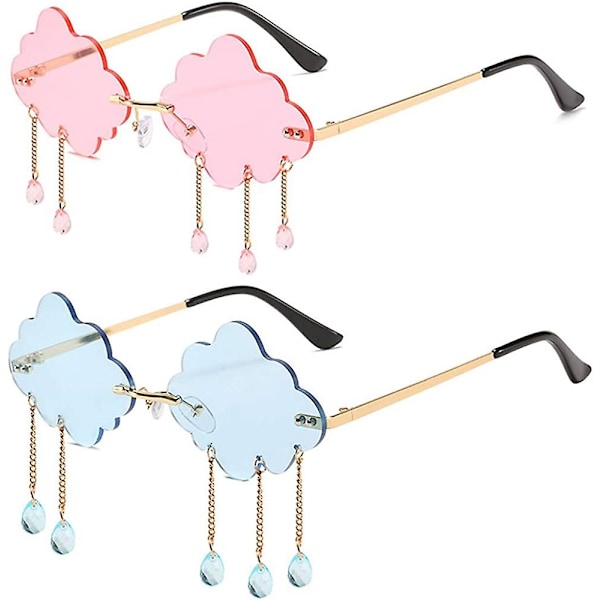Ubiuo Rimless Søde Solbriller Til Kvinder Trendy Vintage Kreative 90'er Solbriller Sjove Skyformede Disco Briller