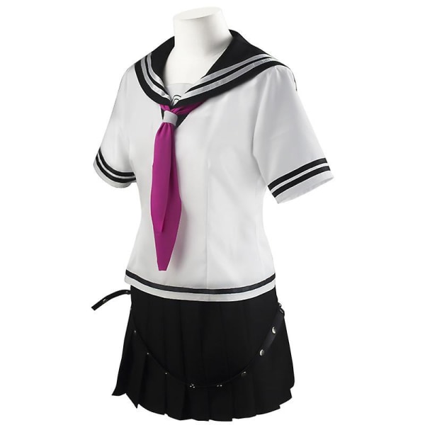 Anime Danganronpa Mioda Ibuki Cosplay Kostym Färgglad Devil Horn Peruk Med Jk Sailor Suit Outfits Halloween Carnival Kläder Costume L