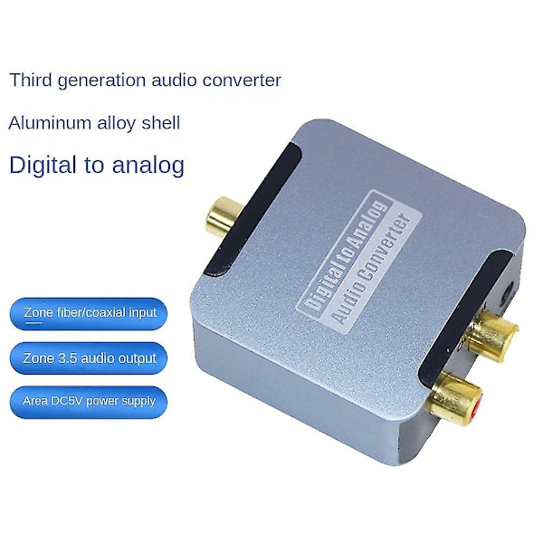 Digital till Analog Ljudomvandlare 3.5mm Koaxial Optisk Fiber Digital till Analog Spdif Ljuddekoder