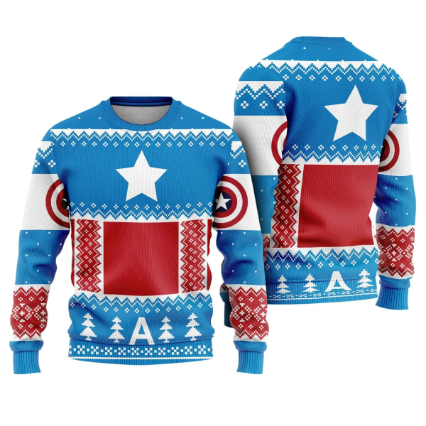 Hyvää joulua Ruma collegepaita Captain America Pusero 3D- print vaatteet Top 2024 Uusi Syksy Talvi Miesten Naisten Neulepusero style 7 XS