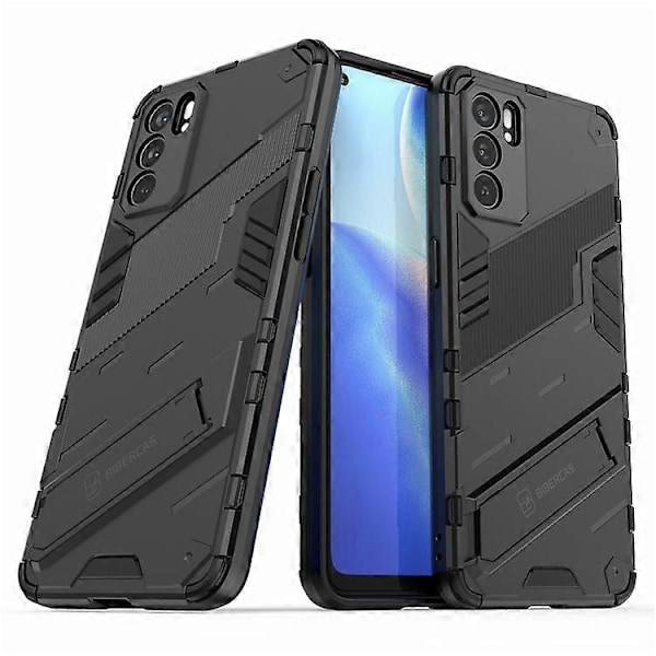 Defender Stöttåligt Militärt Hållbart Robust PC + TPU Skal med Ställ Kompatibelt För Oppo Reno6 5G Black