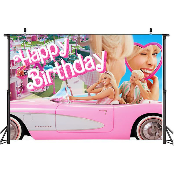 Barbieen syntymäpäivä taustajuhlat Bannerihuoneen seinäkoristelu valokuvarekvisiitta Baby Shower -tausta Söpöt taustat Lapset Tytöt Lahja 100X150cm 13