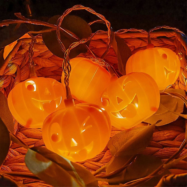 Säsongs- & Högtidsdekorationer Halloween Pumpa LED Ljusslinga, 10 Varmvita Batteridrivna Lampor För Inomhus, Utomhus, Festliga Tillfällen, Party, Högtid