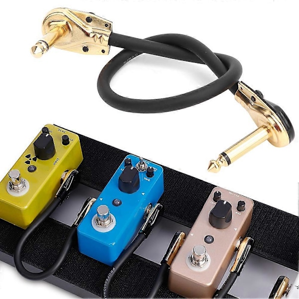 Gitarpedalkabel Svart Guld Vinkelkontakt Musikinstrumenttillbehör 33cm Längd
