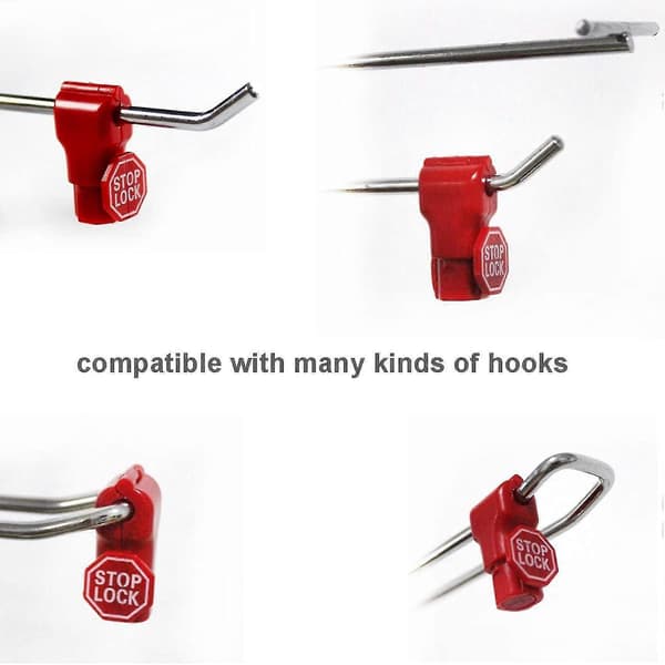Peg Hook Lås Stop Lock 100 Stycken Plast Röd Stop Lock Stöldskydd Lås Butik Pin Hook Säkerhetsdisplay Hook Lås