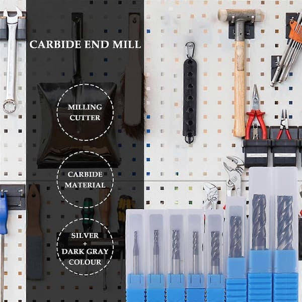 8 stk. 2-12mm Carbide End Mill 4 Fløyter End Mill Sett Freseverktøy Kit Cnc Carbide Fresekutter