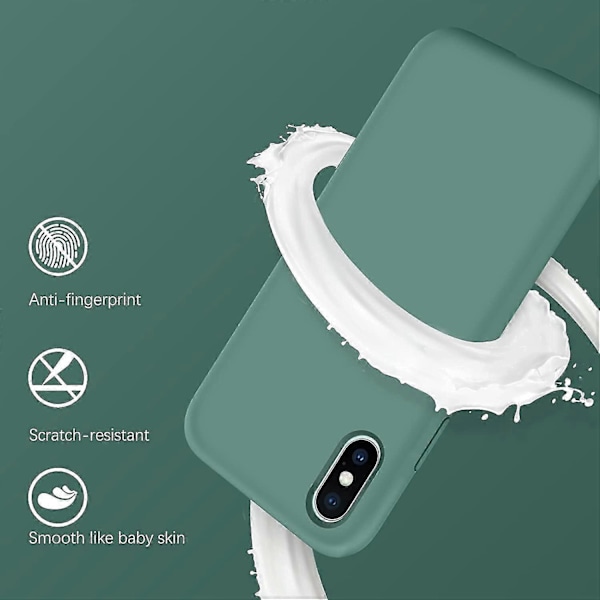 iPhone X Skal, iPhone Xs Skal, Flytande Silikon Mjuk Gel Gummi Slimmad Fodral Mikrofiber Tyg Foder Stötdämpande Fullständigt Skyddande Skal för iP