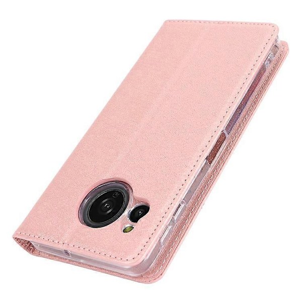 Kompatibelt Plånboksfodral för Sharp Aquos Sense 8 Silkeslen Textur Läder Flip Skyddande Telefonfodral PinkGold