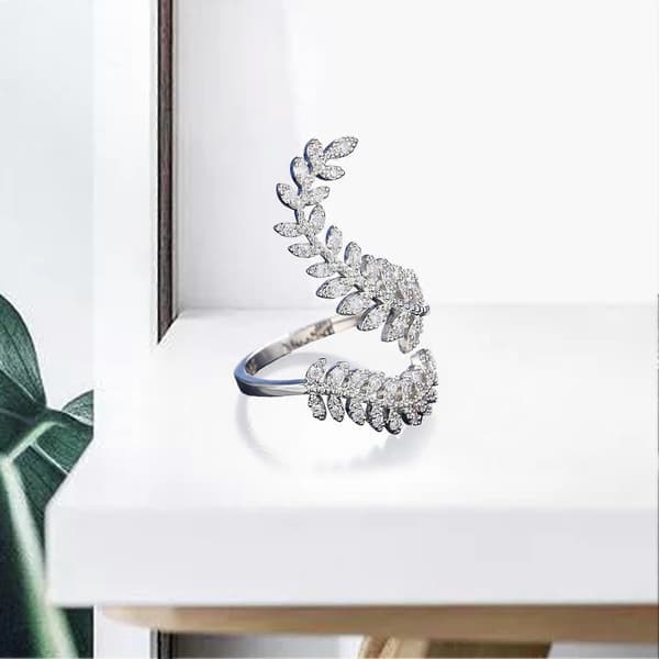 Knogring Silverfärg Graciös Öppning Bladform Justerbar Vigselring Gåva