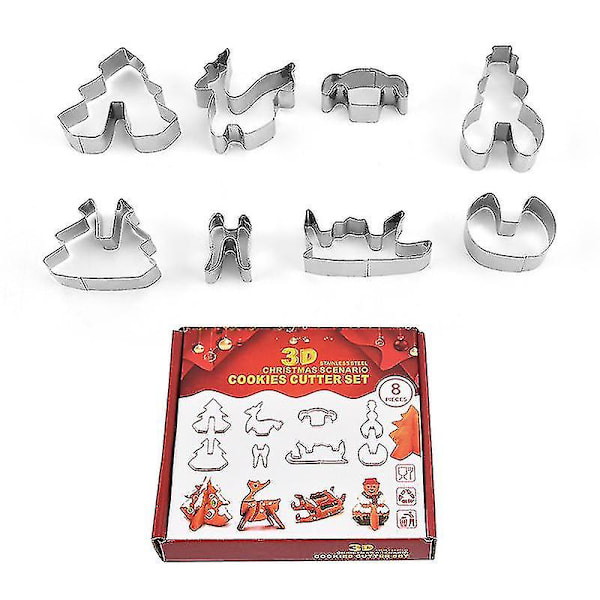 18 st Christmas Cookie Cutter Set Xmas Biscuit Cutters Mould Stainles 8 PCS