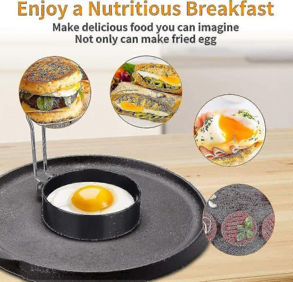 2-pakning Eggring, Non-stick Eggringer, posjerte Eggringer, Egg Stekeringer (10,2cm2,1cm)